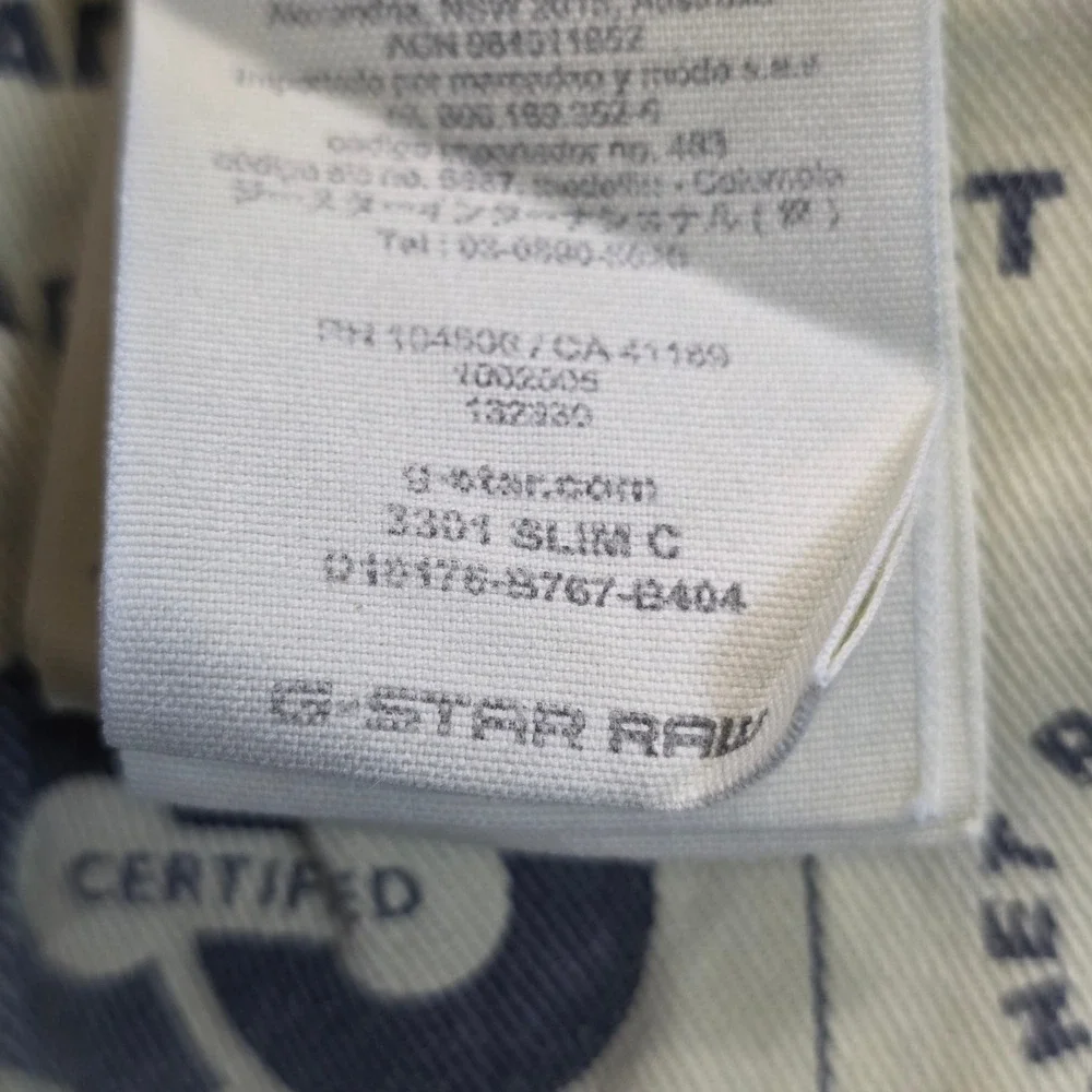 G-Star Raw Jeans Mens 33x33 Blue 3301 Slim Straight Distressed Button Fly Faded
